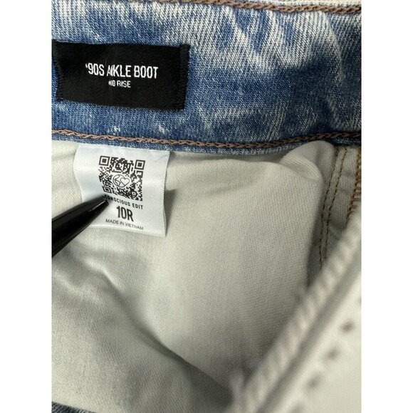 Express Size 10 Women Jeans 90's Ankle Boot Mid Rise Distress Light Wash… - Picture 2 of 6
